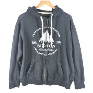 Burton Gristmill Hoodie Men's Large Gray Full Zip Fleece Outdoor Logo